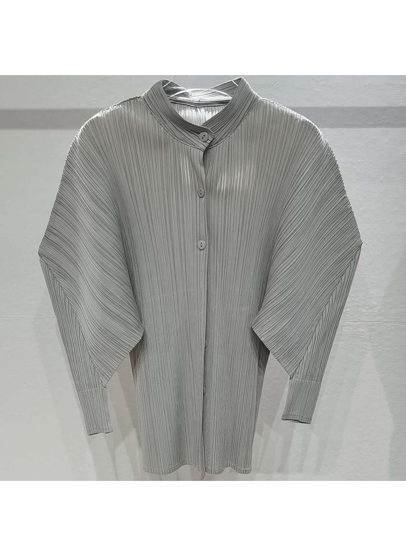 Vintage Pleated High-End Slim Shirt Champagne