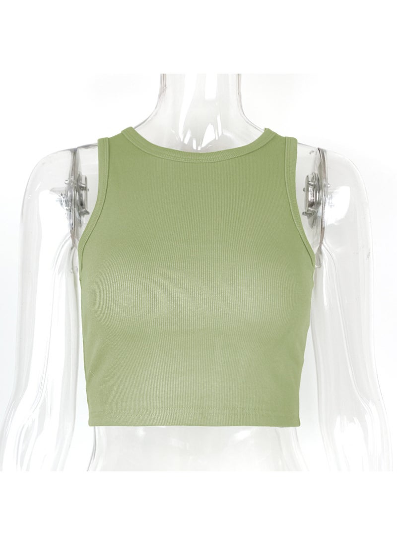 Crop Top Sleeveless Tank 2024 Summer Matcha green