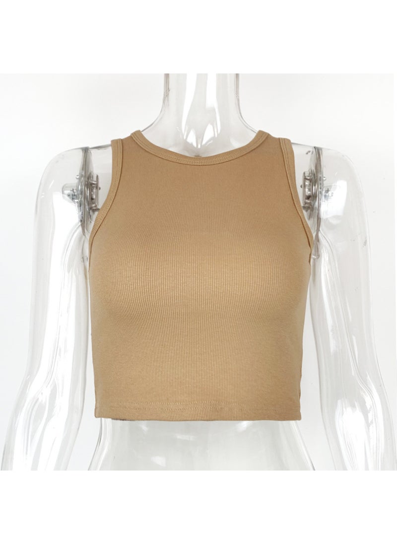 Crop Top Sleeveless Tank 2024 Summer CAMEL