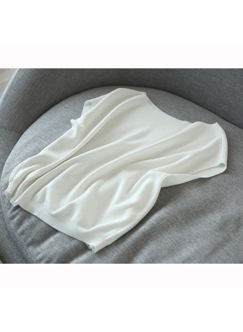 Silky Batwing Sleeve Loose Knit Top 2024 Teeth White