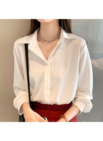 All-Match Shirt Womens Long-Sleeved Spring Thin 2023 New Fashion Design Sense Niche Top Elegant Shirt White