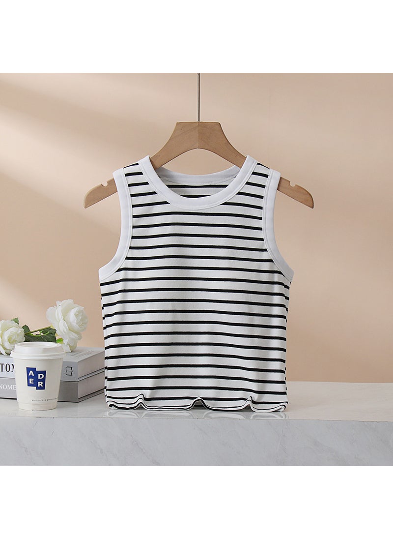 Summer Stripe Padded Tank Top Womens Sleeveless White Stripes