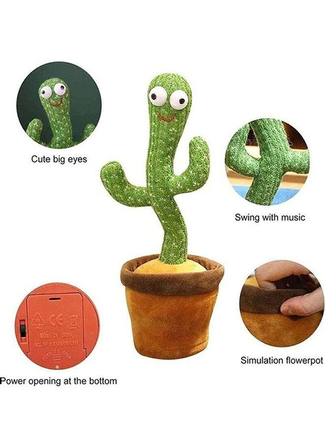 Electric Dancing Plant Cactus Plush Stuffed Toy -Green/Brown With Music For Kids ‎32 x 27 x 11.5cm