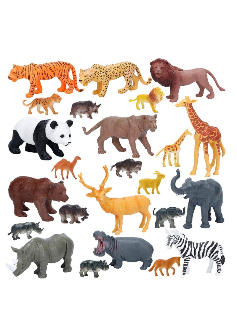 Jumbo Safari Animals Figures, Realistic Large Wild Zoo Animals Figurines, Plastic Jungle Animals Toys Set with Tiger, Lion, Elephant, Giraffe Eduactional Toys Playset for Kids Toddler Party Supplies