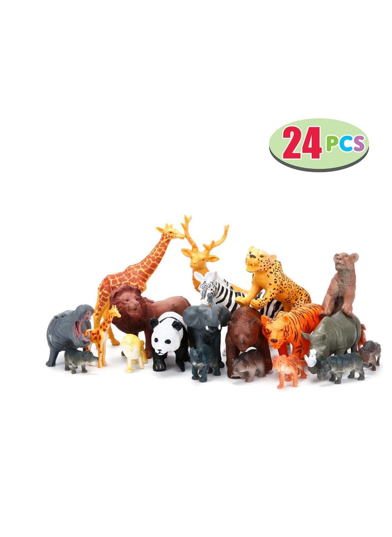 Jumbo Safari Animals Figures, Realistic Large Wild Zoo Animals Figurines, Plastic Jungle Animals Toys Set with Tiger, Lion, Elephant, Giraffe Eduactional Toys Playset for Kids Toddler Party Supplies