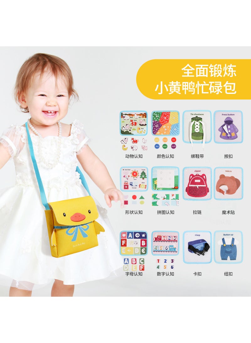 Multifaceted Baby Busy Cube Soothing Toy Little Yellow Duck Busy School Bag