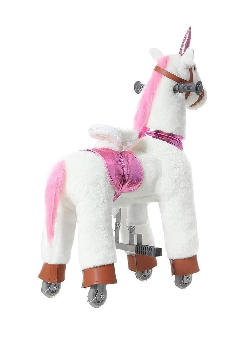 COOLBABY Ride On Horse Rocking Horse for Toddlers,Ride on Toy Plush Walking Pony Mechanical Riding Horse,Unicorn Small Size for Age 3-8