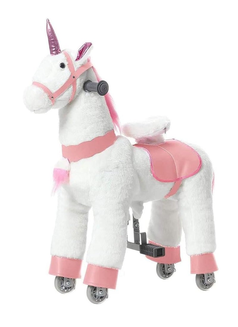 COOLBABY Ride On Horse Rocking Horse for Toddlers,Ride on Toy Plush Walking Pony Mechanical Riding Horse,Unicorn Small Size for Age 3-8