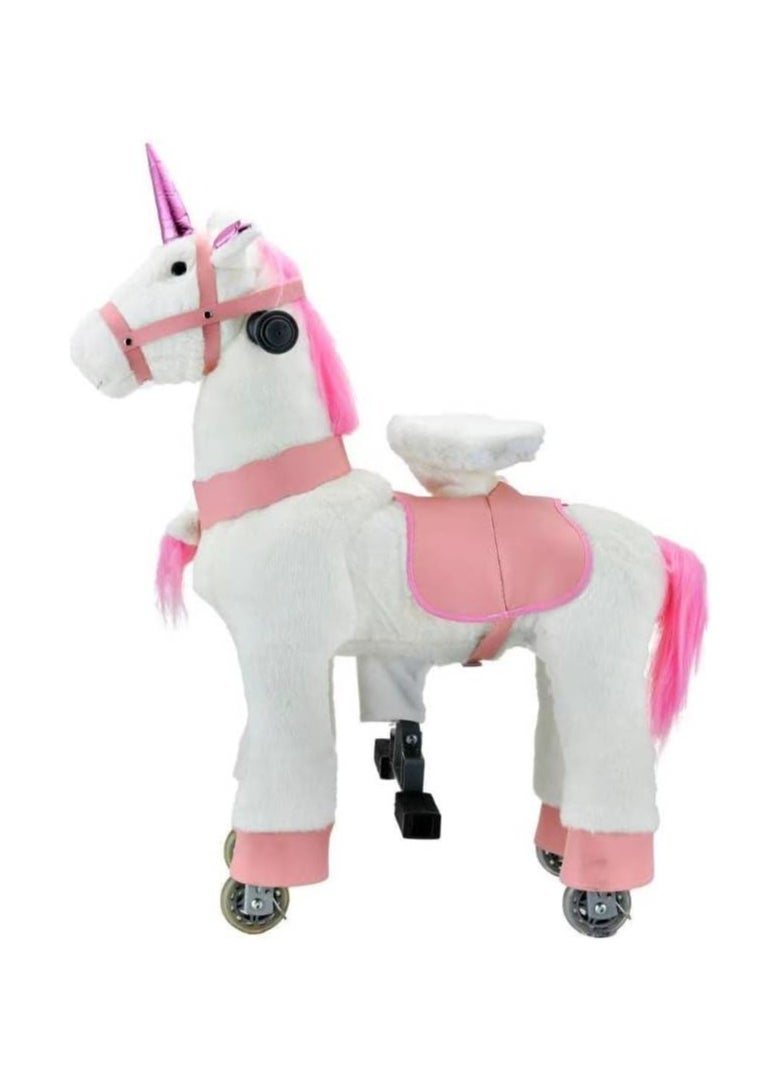 COOLBABY Ride On Horse Rocking Horse for Toddlers,Ride on Toy Plush Walking Pony Mechanical Riding Horse,Unicorn Small Size for Age 3-8