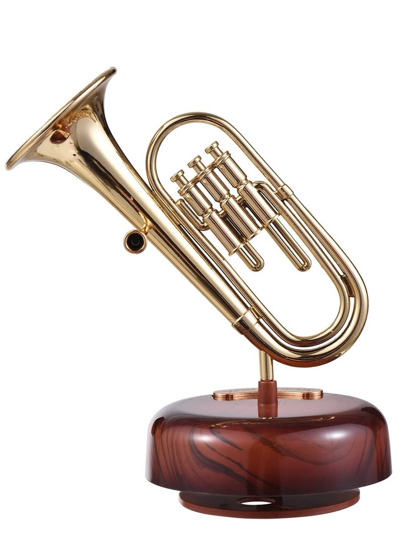 Trumpet Music Box Classical Wind Up Musicbox Twirling Music Box