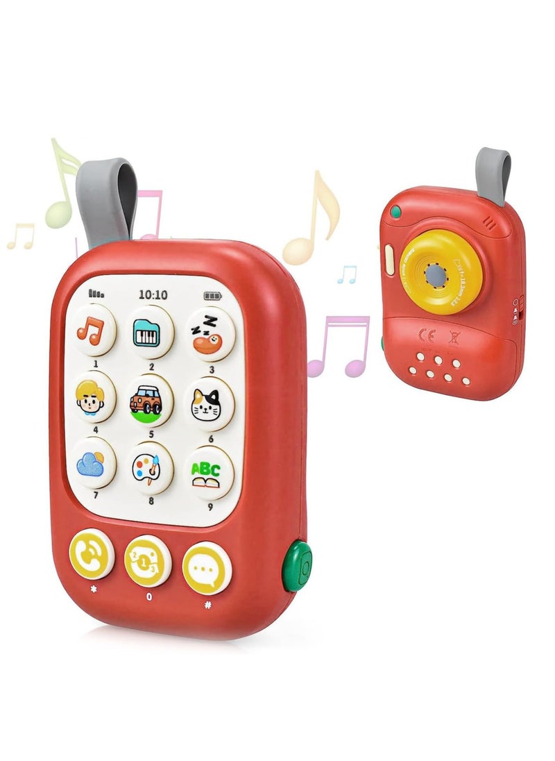 Baby Cell Phone Toy for Boys Girls 6 12 18 Months, Musical Soothing Piano Song Learning, Early Educational Camera Sound Activities Pretend Play, Motor Skills Development Birthday Gift