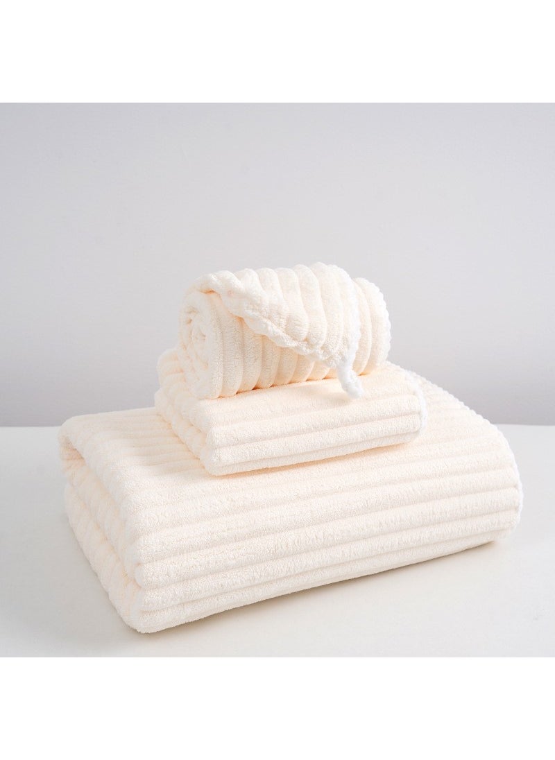 New Coral Fleece Towel Set Soft Absorbent Milky White