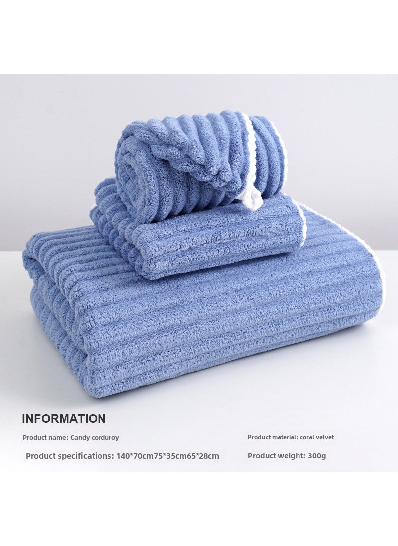 Coral Fleece Candy Stripe Towel Set Candy corduroy problue