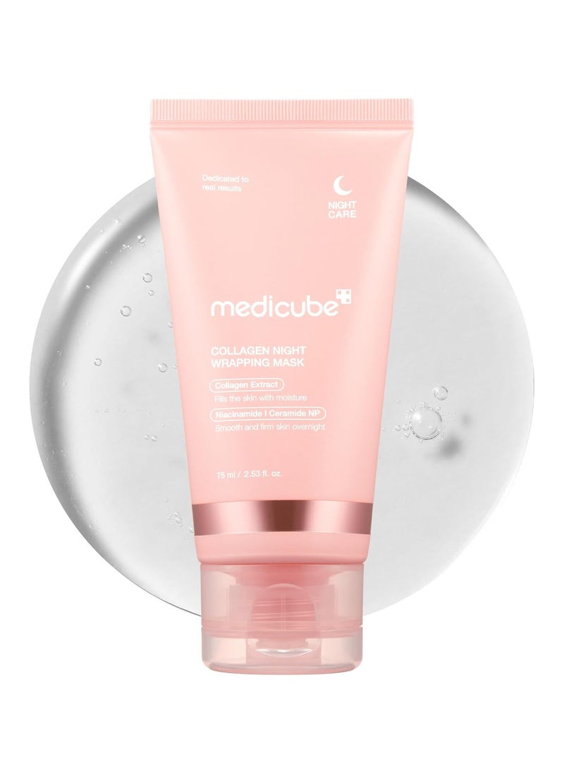 Medicube Collagen Overnight Wrapping Peel Off Facial Mask Pack - Elasticity & Hydration Care, Reduces Sagging & Dullness - Hydrolyzed Collagen For Glowing Skin - Korean Skin Care