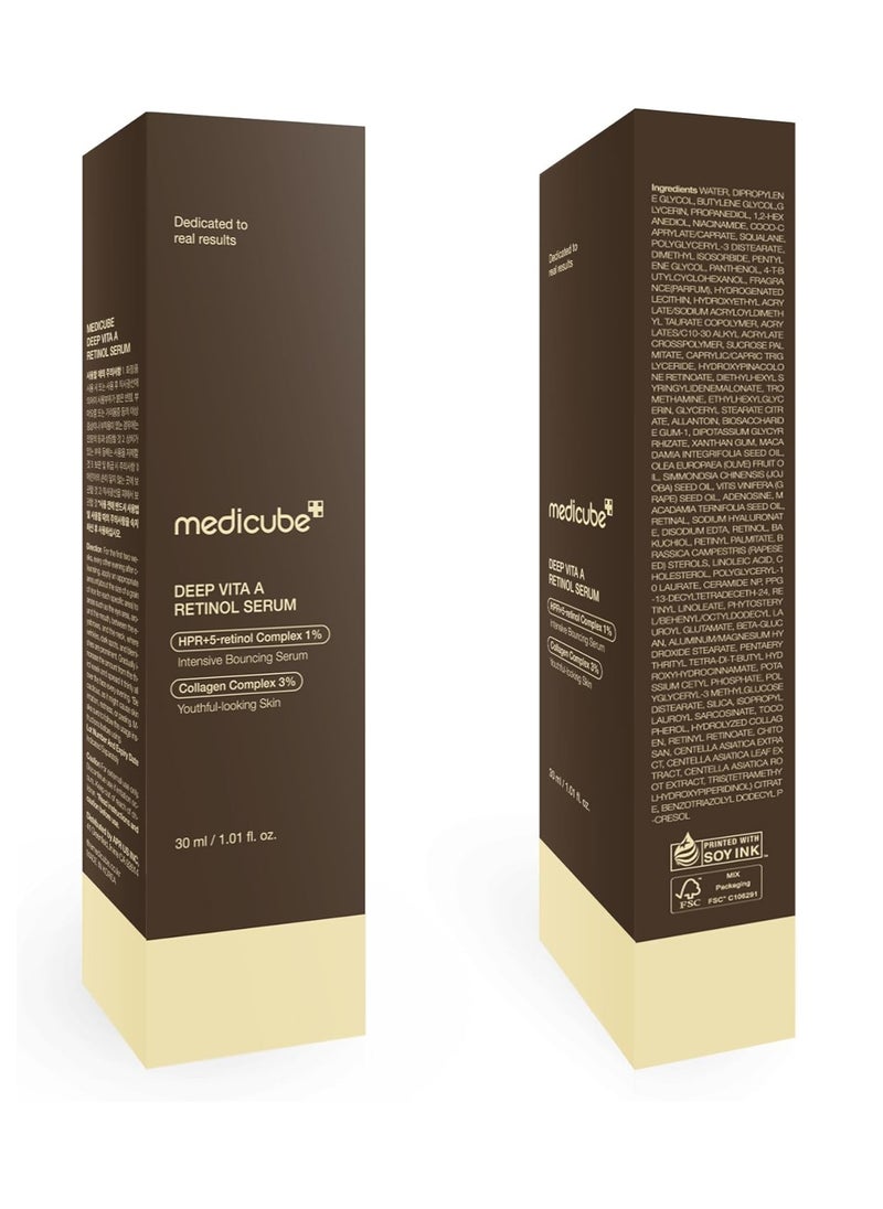 Medicube Deep Reviving Bakuchiol Retinol Facial Serum - Anti-Aging 4th Gen Retinol & Bakuchiol - Targets Fine Lines, Uneven Skin Tone, Blemish Scars - Korean Skin Care, Low Irritan