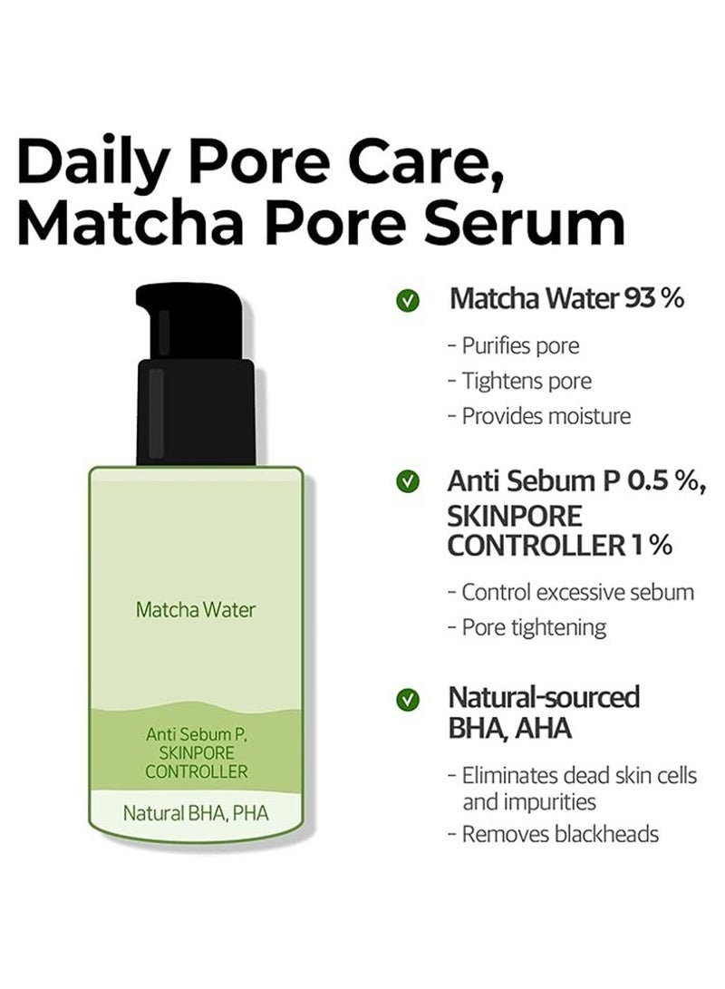 Super Matcha Pore Tightening Serum - Made From Match Water For Sensitive Skin - Skin Moisturizing And Purifying Effect - Blackheads, Sebum And Pore Care 50ml