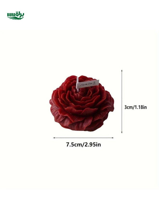 Romantic Aromatherapy Candle For Valentine's Day - 90g/3.17oz Peony Shaped, Roses Scented, Soy & Paraffin Wax Blend, Sparkling Flower Indoor Candle, Create Romantic Ambiance For Couples - Suitable For Bedroom, Hotel, Party - Valentine's Gift