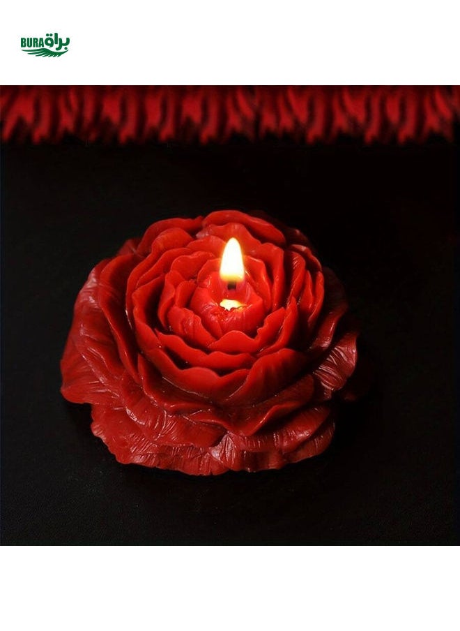 Romantic Aromatherapy Candle For Valentine's Day - 90g/3.17oz Peony Shaped, Roses Scented, Soy & Paraffin Wax Blend, Sparkling Flower Indoor Candle, Create Romantic Ambiance For Couples - Suitable For Bedroom, Hotel, Party - Valentine's Gift