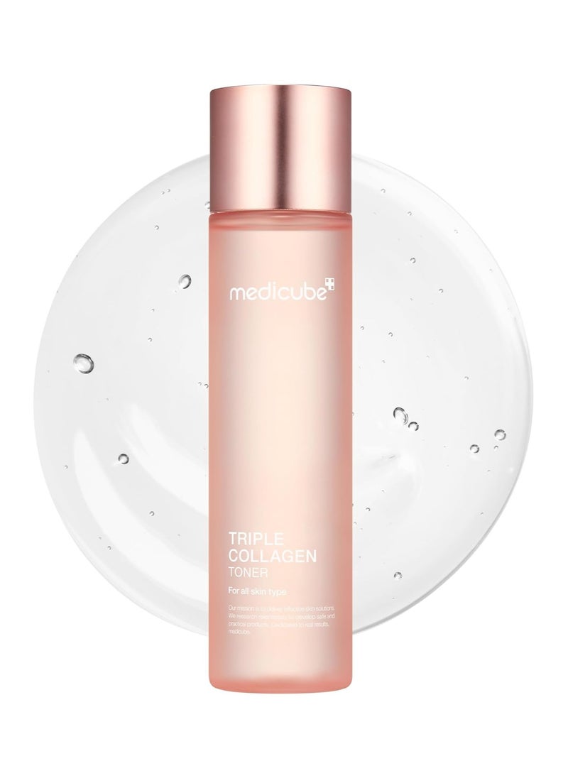 Medicube Triple Collagen Toner - Hydrolyzed, Atelo, & Soluble Collagen for Deep Hydration & Plump Skin - Fast-Absorbing Formula for All-Day Suppleness, Korean Skincare