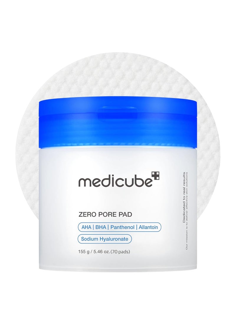 Medicube Zero Pore Pads  2.0 (70 Pads) -  Calming Toner Pads for Exfoliation, Minimizing Pores, and Blackhead Removal with PHA - Ideal for All Skin Types - Korean Skin Care