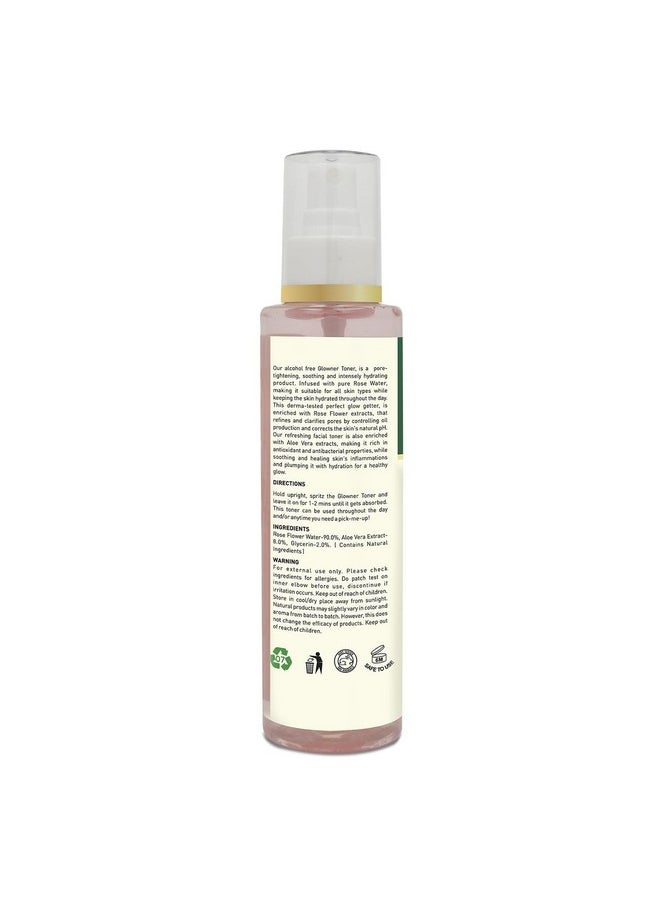 Bella Vita Organic Glowner Face Toner Face Mist, Alcohol free, Rose Water 200ml Pore Minimizing Tightening Natural Toner Spray for Glowing Skin - All Skin Types