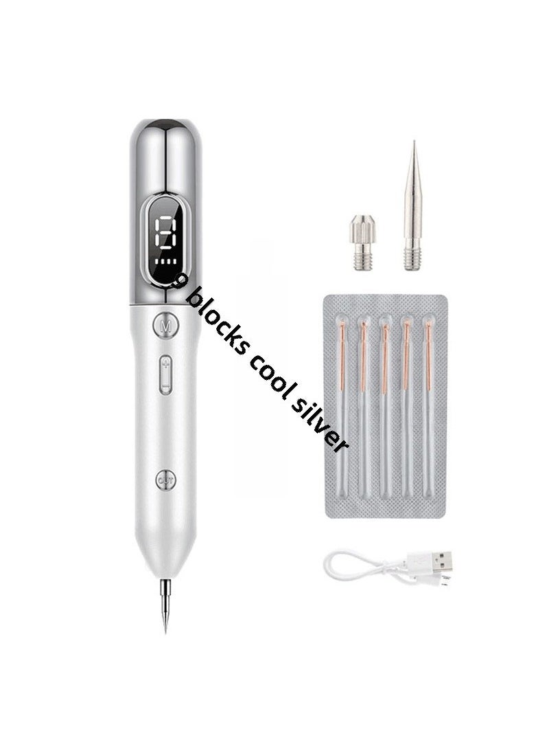 LCD Mole Removal Pen Home Spa Laser Spot Eraser Silver band spotlight (9th gear)