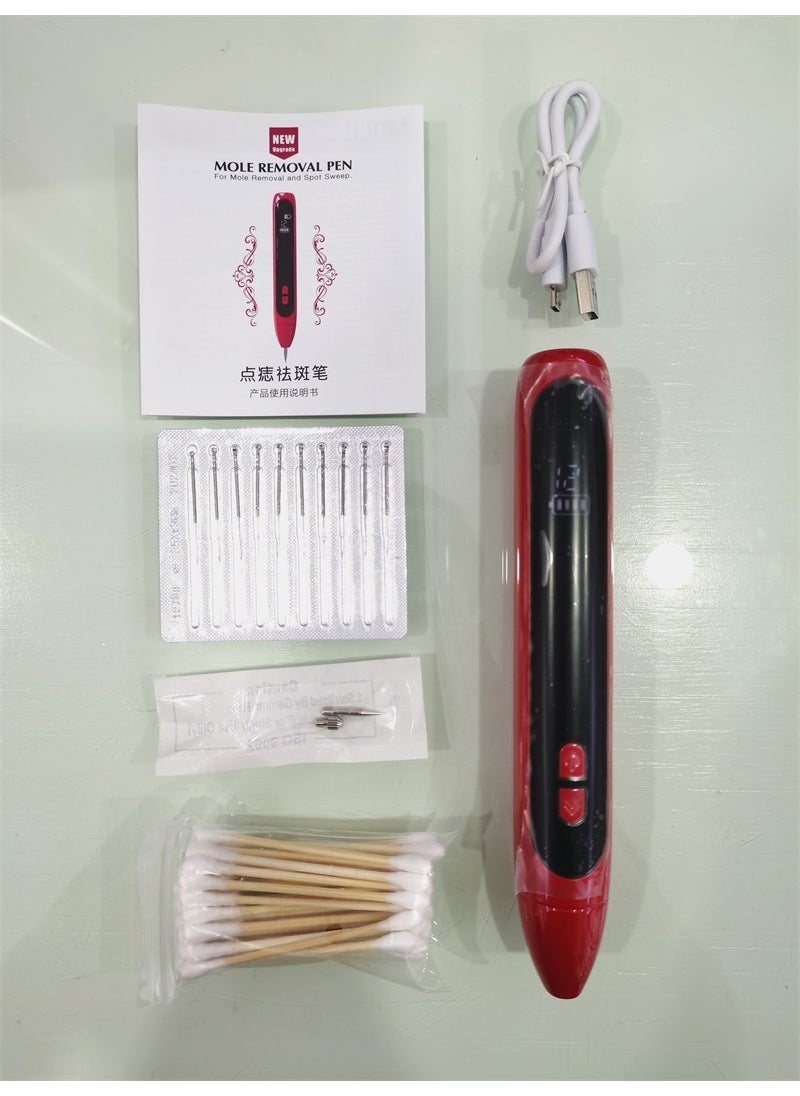 12-Speed Mole Removal Pen, Spot Eraser Pro, Facial Beauty Tool red