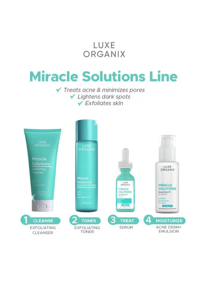 Luxe organix miracle solution set toner / cleanser / serum / acne emulsion