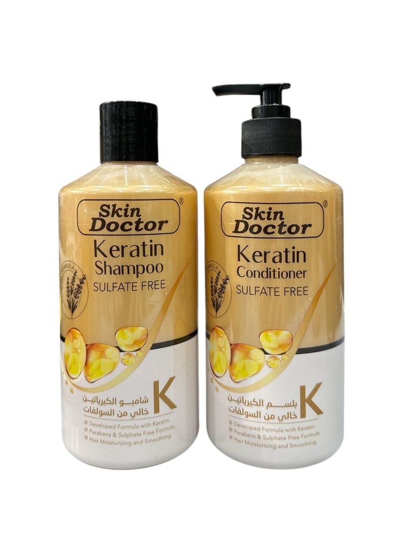 Keratin Set - Shampoo And Conditioner Hair Treatment - Parabens And Sulphate Free - for Curly Wavy and Straight Hair - Product For Dry Damaged or Color Treated Hair - Moisturizing And Smoothing