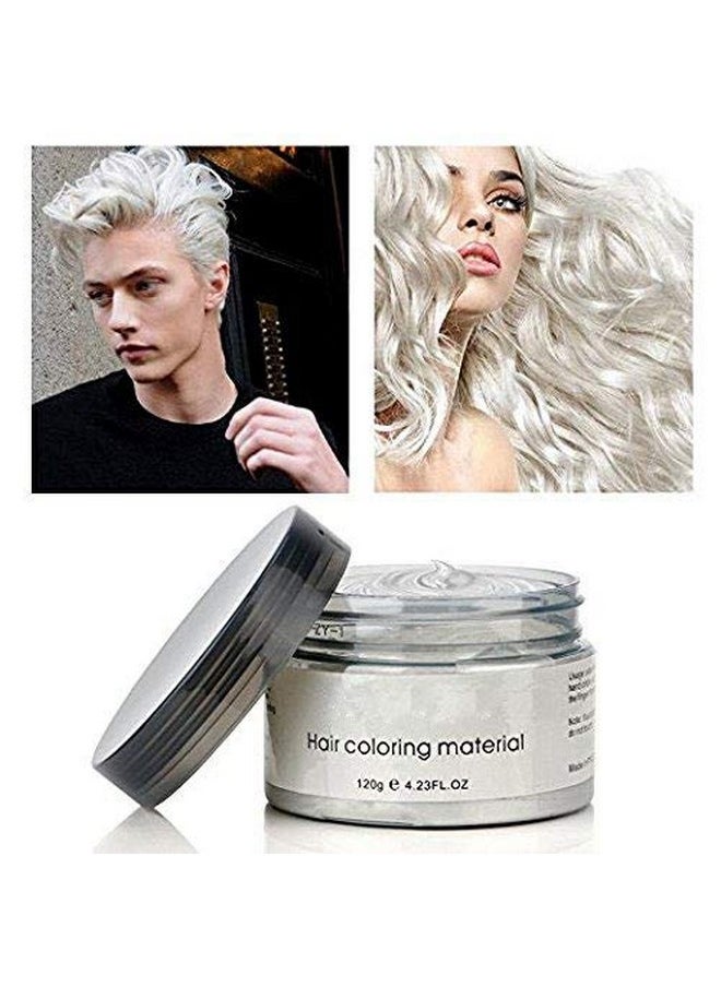 Jakuva Hair Coloring Dye Wax Styling Cream Mud, Natural Hairstyle Cream Wash out easily, Temporary Hair Dye Wax for Party, Cosplay & Halloween, Nightclub, 4.23 oz (White)