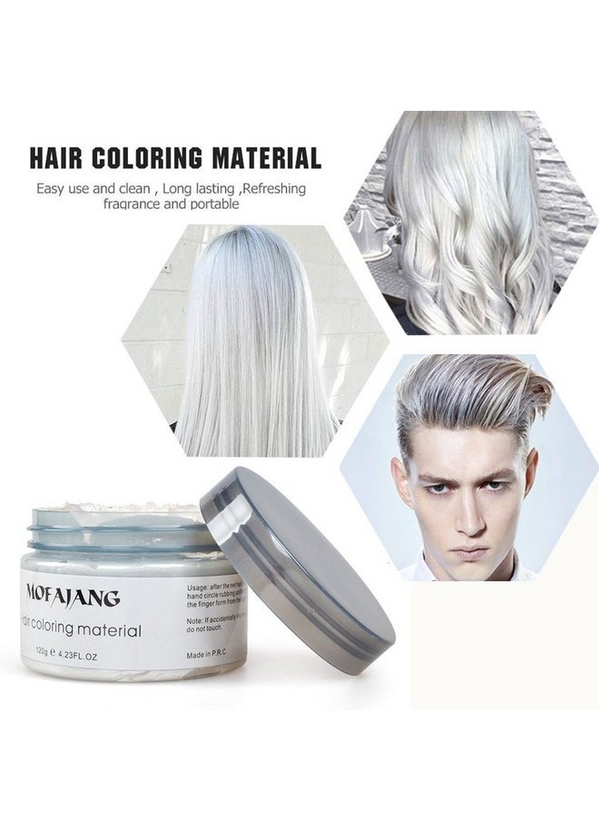 Temporary Hair Color Wax, White Hair Dye Natural Temporary Hairstyle Cream or Hairstyle Wax for Party, Cosplay, Date (Wihte)