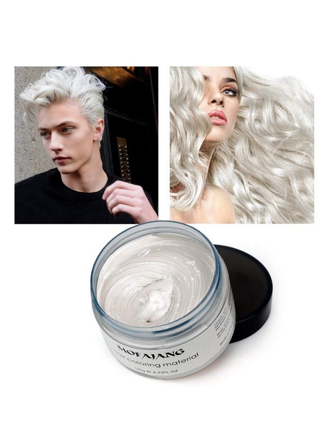 Temporary Hair Color Wax, White Hair Dye Natural Temporary Hairstyle Cream or Hairstyle Wax for Party, Cosplay, Date (Wihte)