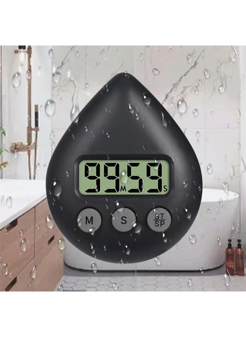 New Waterproof Drop Timer with Suction Cup for Bathroom Black