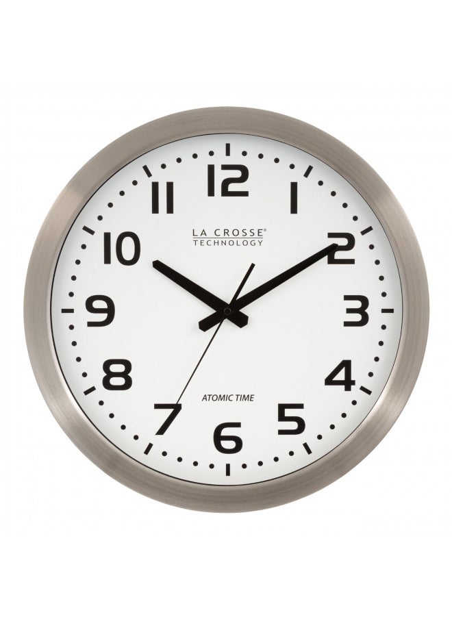 La Crosse Technology WT-3161WH-INT 16 Inch Stainless Steel Atomic Clock-White Dial, 16