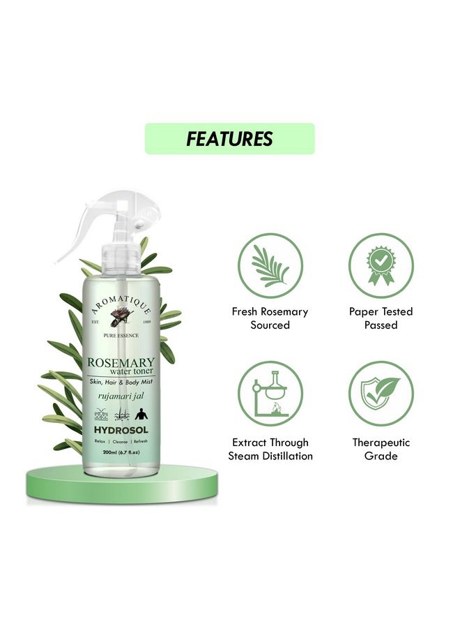 Aromatique Rosemary Water For Hair Growth,Hydrosol/Toner/Mist For Glowing Skin 400ml