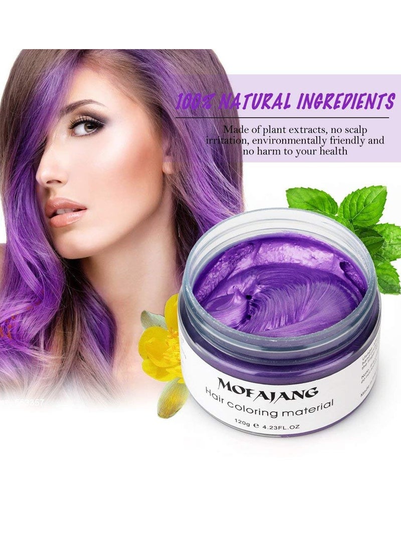 Hair Wax Dye Styling Cream Mud, Natural Hairstyle Color Pomade, Washable Temporary, Purple