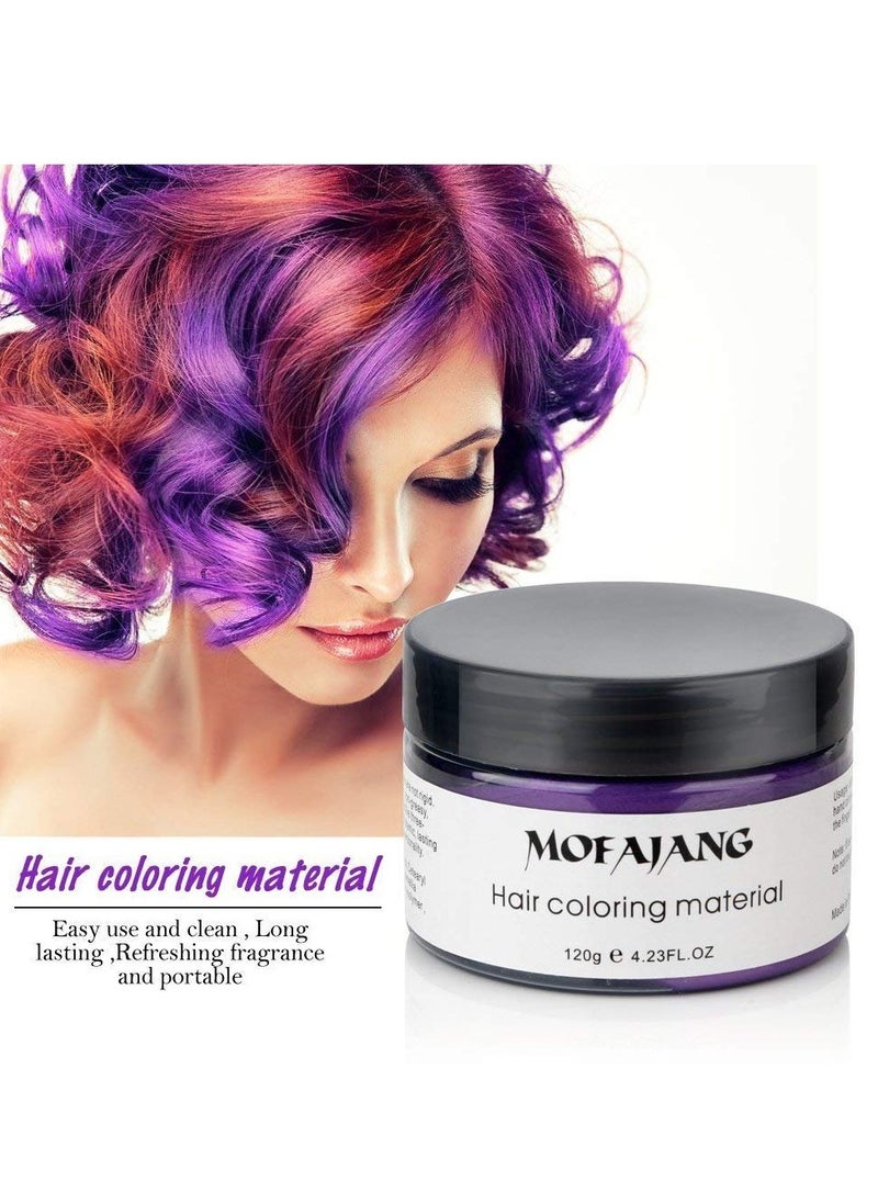 Hair Wax Dye Styling Cream Mud, Natural Hairstyle Color Pomade, Washable Temporary, Purple