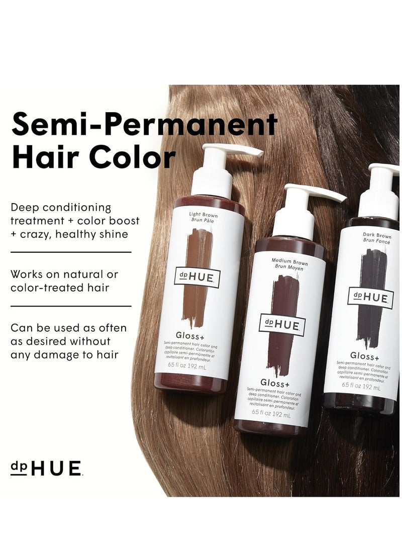 dpHUE Gloss+, Dark Brown - 6.5 oz - Semi-Permanent Hair Color & Conditioner - Lasts Up to Eight Washes - Paraben, SLS & SLES Sulfate Free - Vegan, Leaping Bunny Certified