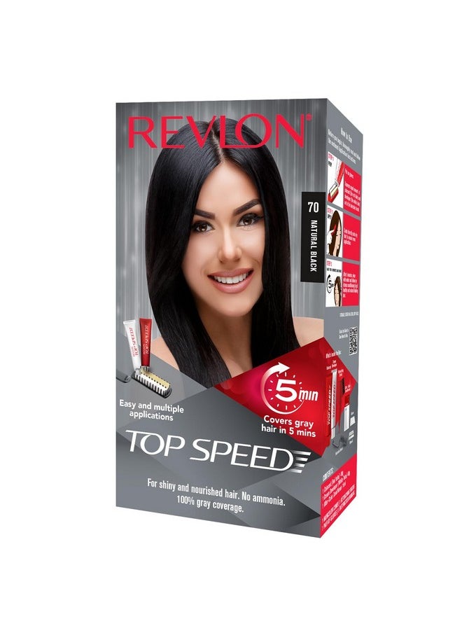 Revlon Top Speed Hair Color for Women, Natural Black 70 (Pack of 1)