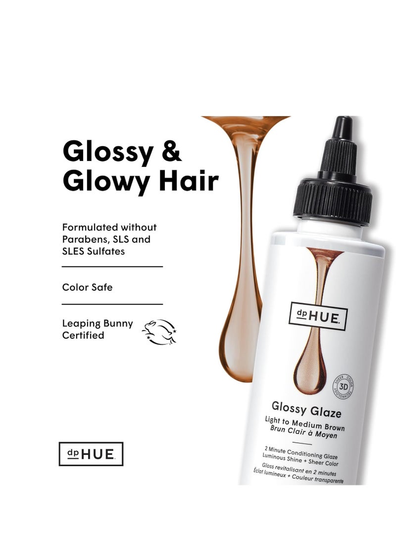 dpHUE Glossy Glaze, Light-Medium Brown - 4 fl oz - In-Shower Conditioning Glaze for Luminous Shine & Sheer Color - Paraben, SLS & SLES Sulfate Free - Leaping Bunny Certified