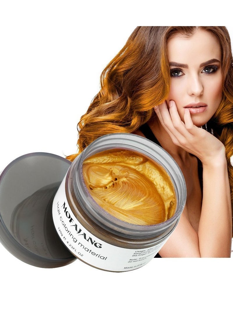 Orange Gold Instant Hair Coloring Wax, Temporary Hair Dye Pomade for Men & Women's Natural Hairstyles, Party, Cosplay - 4.23 oz