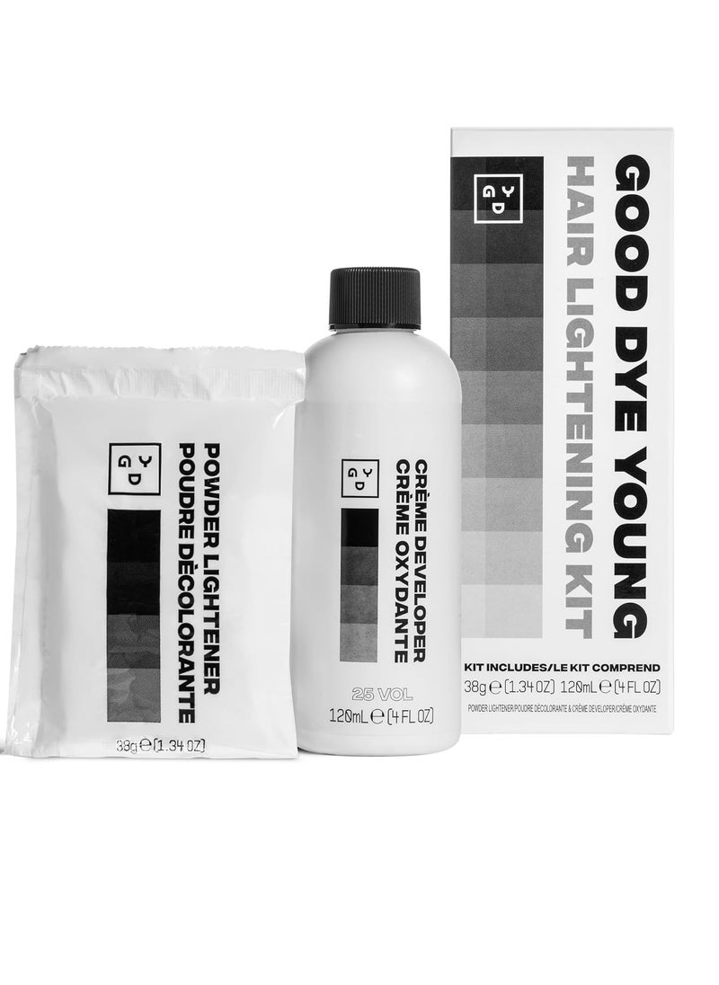 Good Dye Young Hair Lightener Kit with Dust Free Powder Lightener and 25 Volume Developer - Moisturizing Bleaching Kit - Vegan Hair Bleach (4 oz.)