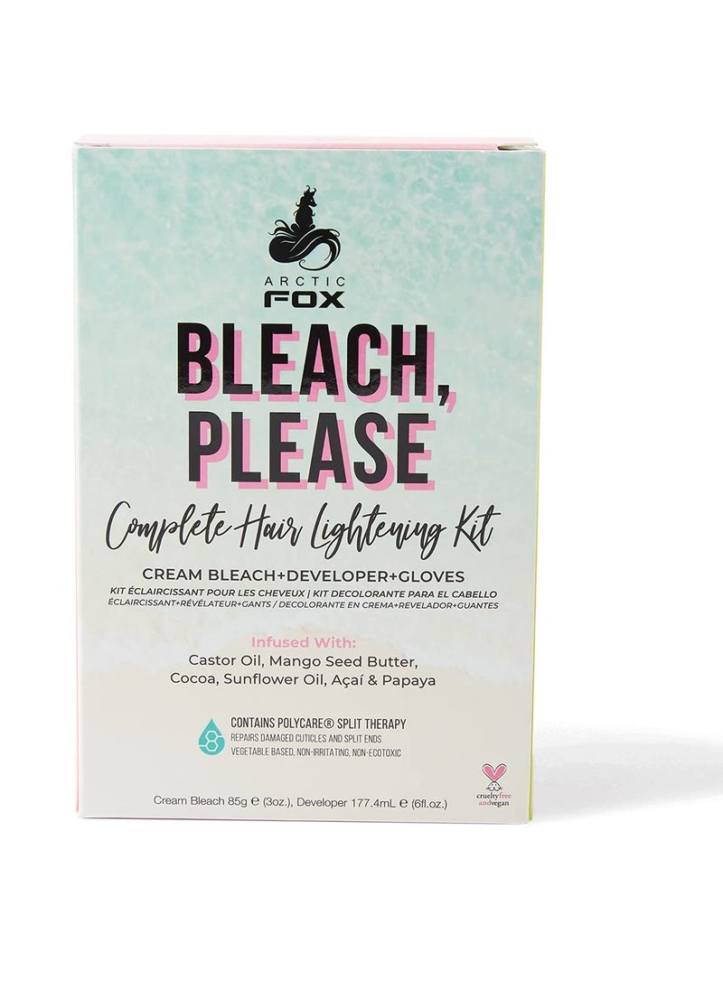 ARCTIC FOX Bleach Please Hair Lightening Kit Cream Bleach, 35 Volume Developer And Latex Free Gloves Infused With Acai, Cocoa, Sunflower Oil & Papaya! Vegan And Cruelty Free