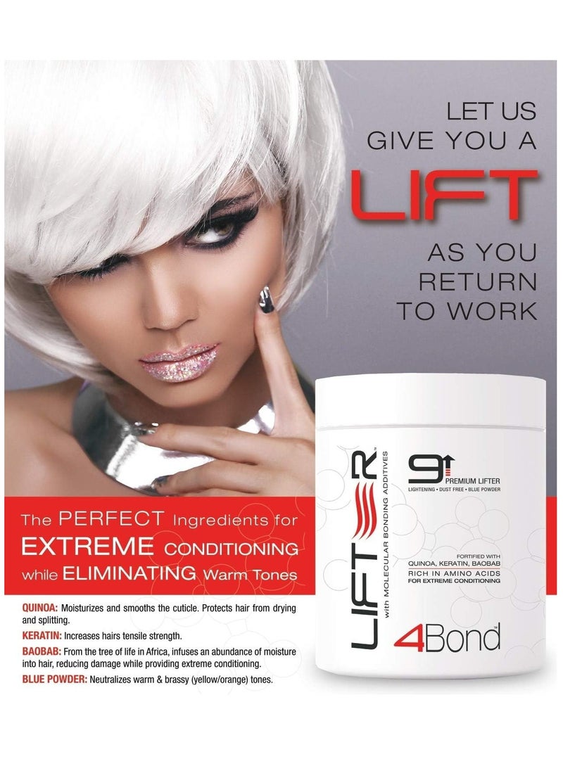 4BOND Premium Hair Bleach Powder Lightener | Blue Based Lightener | Up To 9 Levels Of Lift | Infused with Amino Acids, and Quinoa, Keratin and Baobab Proteins For Repairative Conditioning 16 Fl Oz