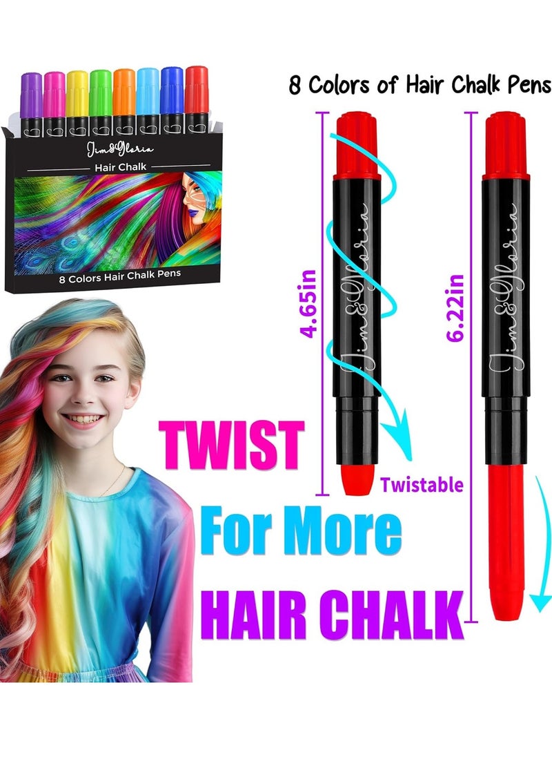 Jim&Gloria Dustless Hair Chalk Gifts for Girls Makeup Kit, Gift for Teen Girl Trendy Stuff, Kids, Teenage Tweens Teenager Temporary and Washable Color Dye Markers Age 7 8 9 10 11 12 13 14 Year Old Toy