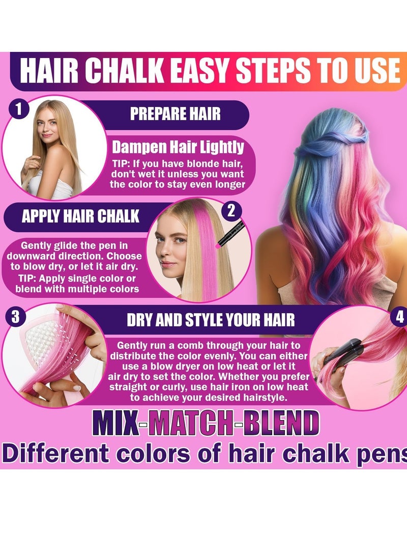 Jim&Gloria Dustless Hair Chalk Gifts for Girls Makeup Kit, Gift for Teen Girl Trendy Stuff, Kids, Teenage Tweens Teenager Temporary and Washable Color Dye Markers Age 7 8 9 10 11 12 13 14 Year Old Toy