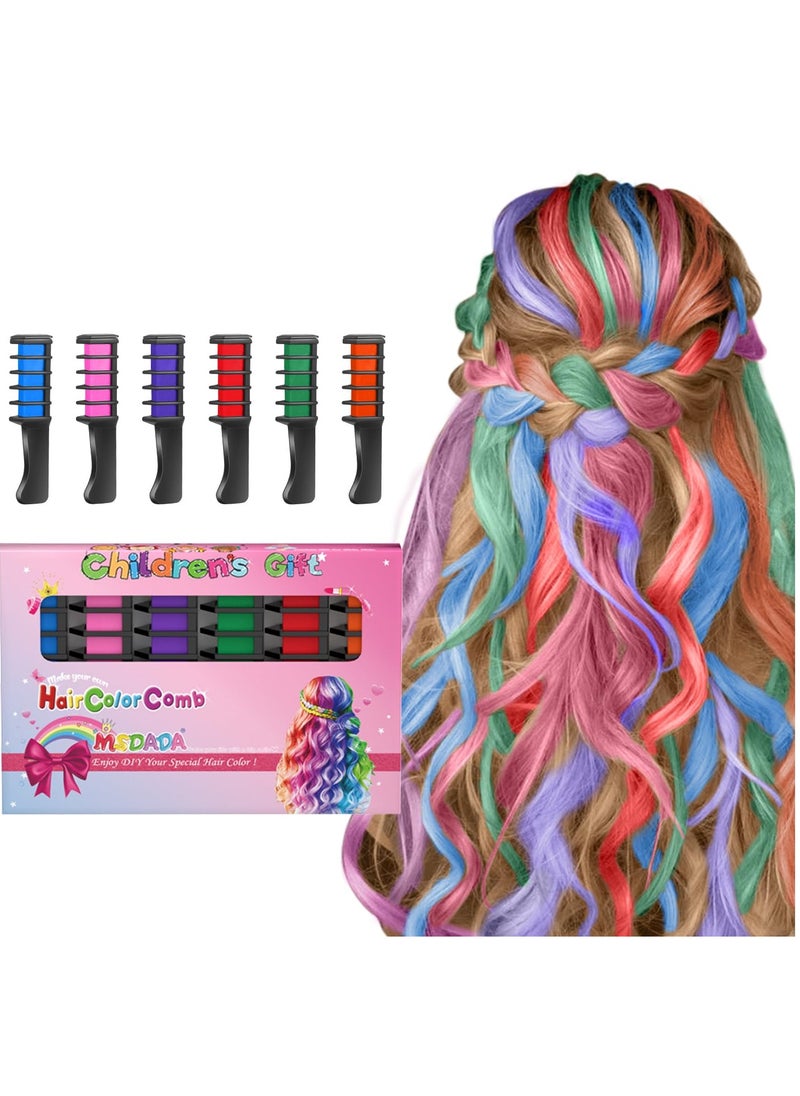 New Hair Chalk Comb Temporary Hair Color Dye for Girls Kids, Washable Hair Chalk for Girls Age 4 5 6 7 8 9 10-12 Birthday Cosplay Hair DIY Party