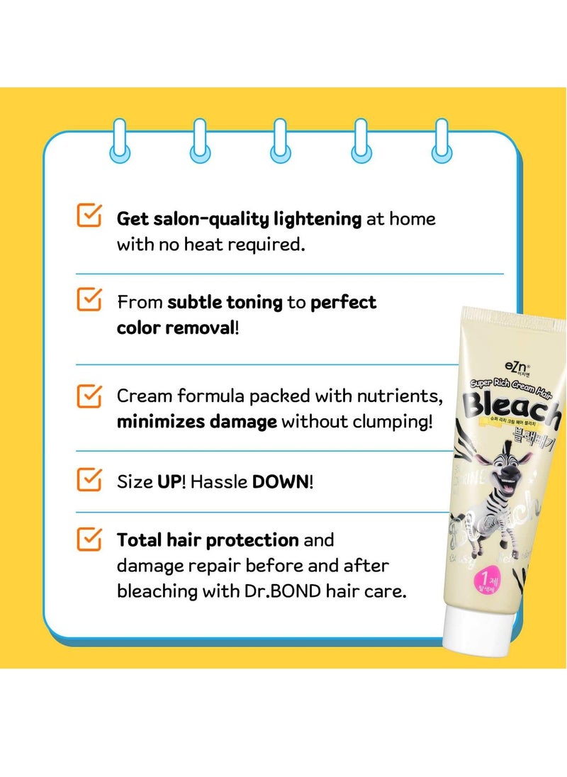 Super Rich Cream Hair Bleach Permanent Hair Color Formulated with Marula Seed Oil High Lifting Self Coloring Hair Minimal Damage, Jojoba Seed Oil, Argan Kernel Oil (Super Rich Cream Hair Bleach)