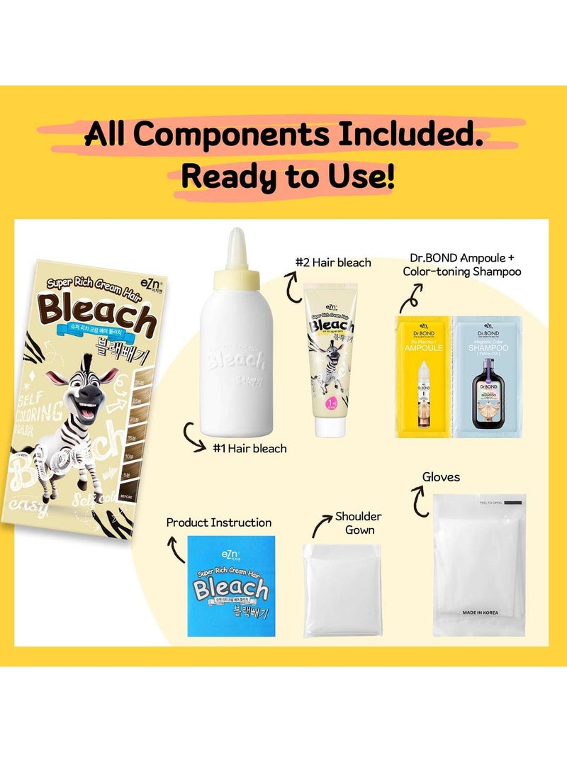 Super Rich Cream Hair Bleach Permanent Hair Color Formulated with Marula Seed Oil High Lifting Self Coloring Hair Minimal Damage, Jojoba Seed Oil, Argan Kernel Oil (Super Rich Cream Hair Bleach)