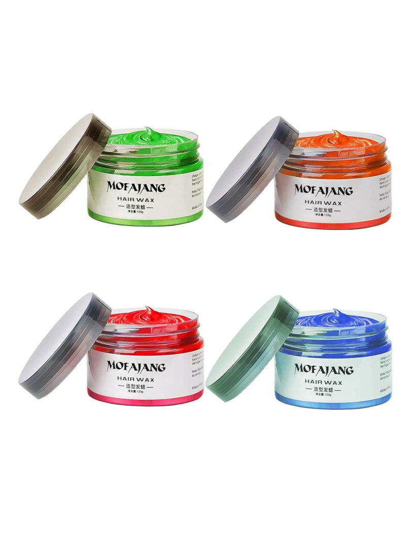 Temporary Hair Color Chalk For Kids, Hair Wax Color For 4 5 6 7 8 9 Year Old Girl Gifts, Birthday,Party, Cosplay DIY, Children's Day, Halloween, Christmas (4, Red Orange Blue Green)